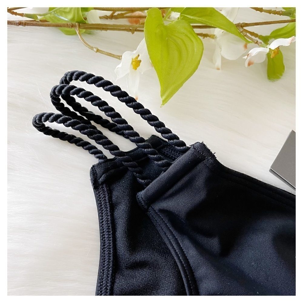 NWT A&F Black Strappy Side Bikini Bottom M - Picture 5 of 8